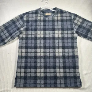 Vintage Woolrich Women’s XL Blue Plaid Fleece Pullover Long Sleeve Crewneck thumbnail 3