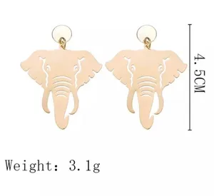 Gold Tone Elephant Thin Metal Pendant Big Hook Earrings University of Alabama thumbnail 4