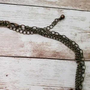 Vintage Necklace Statement Metal Necklace with Green & Orange Tones thumbnail 5