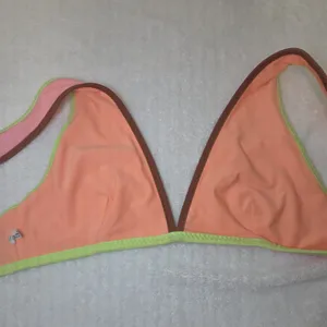 Aerie Swimwear Scoop Triangle Bikini Top Adjustable Hook Closure Peach Medium thumbnail 4