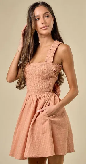 Endless Blu Cross Back Strap Bow Detail Dress thumbnail 3