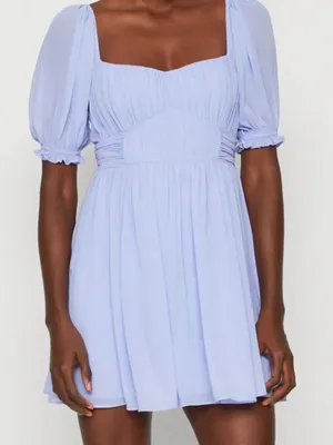Abercrombie & Fitch Light Purple Pleated Chiffon‎ Short Puff Sleeve Dress thumbnail 1