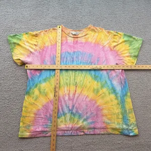 Vintage Oh Chas Rainbow Tie Dye T-Shirt 1X Made in USA Single Stitch 90s Boho thumbnail 2