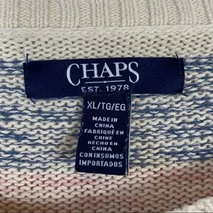 Chaps Pink & Blue Striped Henley Sweater thumbnail 7