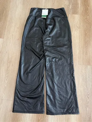 NWT Halara High Waisted Tummy Control Stretchy PU Causal Flare Pants Size Large thumbnail 11