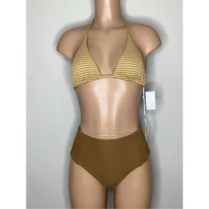 Anthropologie New. WET L.A. brown stripe bikini. Small. Retails $186 thumbnail 3