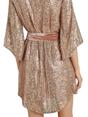 Anthropologie Starling Sequined Tunic Dress Gold Size XL thumbnail 3