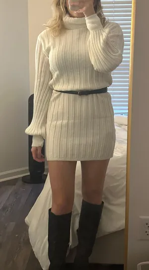Pretty Little Thing White Sweater Dress thumbnail 1