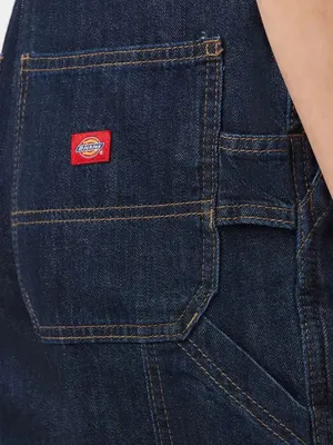 DICKIES Women’s Relaxed Fit Bib Overalls Dark Indigo Small Cotton Straight Leg thumbnail 5