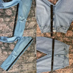 Just Black‎ Denim Straight Leg Jeans Size 28 Distressed Light Wash Made In USA thumbnail 6