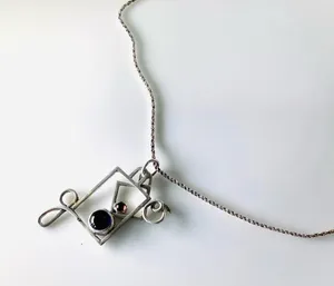 Fashion Square window Charm Necklace Silver thumbnail 2