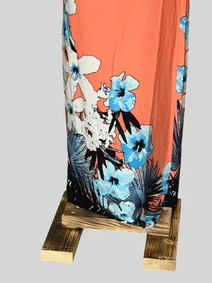 Tyche Coral Strapless Floral Maxi Dress with Blue Accents thumbnail 8