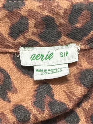 AERIE Animal Print Buttondown Pajama Top S 21” p2p Brown Multi NWOT thumbnail 3