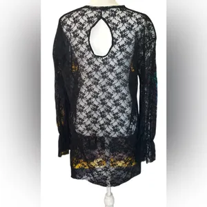 Free People Black Lace Floral Blouse size M thumbnail 5
