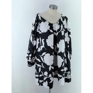Kate Spade Target Black White Floral Balloon Sleeve Cotton Mini Dress L thumbnail 6
