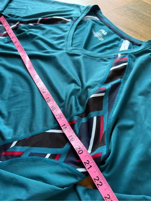 Fila Women's Teal Long-Sleeve V-Neck Performance Top with Patterned Side Panels thumbnail 4