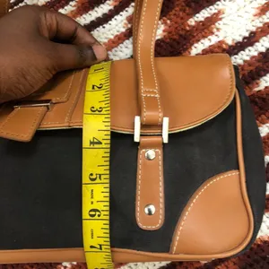 90s Vintage Y2K 2000s Brown black rectangular leather shoulder hand bag purse office siren corporate core #gothic #whimsygoth thumbnail 5