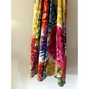 Farm Rio Rainbow Chita Off Should Puff Sleeve Colorful Maxi Dress Size M thumbnail 8