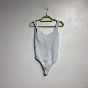 Free People Intimately White Scoop Neck Bodysuit Sz M thumbnail 2