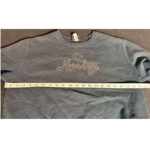 Harley Davidson Womens L Black Rhinestone Crewneck Sweatshirt York PA Y2K Biker thumbnail 9