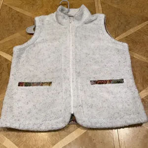 Vintage Orvis Sherpa Fleece Tapestry Trimmed Full Zip Vest Size Large thumbnail 10