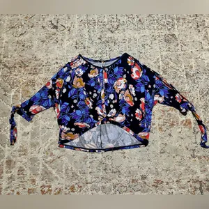 Free People Tropical Floral Print 3/4 Sleeve Blouse Size Small thumbnail 10