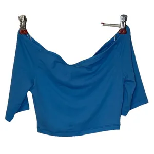 Zara Women Top Cropped Short Sleeve Off‎ Shoulder Stretch Blue Size Medium NWT thumbnail 6