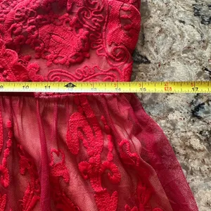 Red Lace Dress AUDINE Southern Fried Chics Antique Lace Western Boho Prom Sz M thumbnail 14
