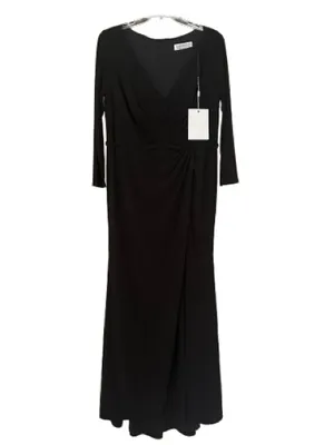 Mac Duggal Black V-Neck Long Sleeve Maxi Evening Gown Dress Plus 16W NEW 68442 thumbnail 4