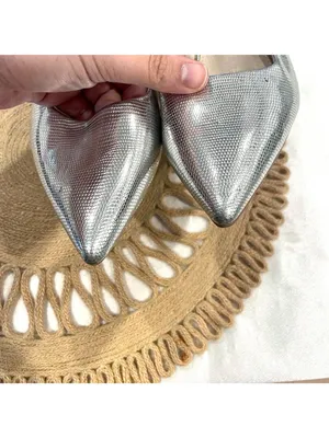 French Connection Quinn Slingback Kitten Heel Size US 9 Silver Metallic thumbnail 7