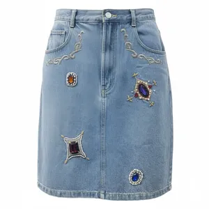 Cedars Embellished Denim Skirt; Y2K-era embellished denim skirt; Size 10 thumbnail 1
