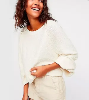 Free People Found My Friend Pullover Sweater Cream Size XS thumbnail 1