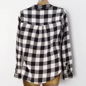 American Eagle Black and White Plaid Flannel with Pink Hearts thumbnail 3