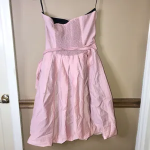 Zara Strapless Tie Waist Bow Bubble Mini‎ Dress Light Pink Size Medium thumbnail 2