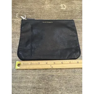 Club Monaco Leather Bag Pouch Zip Cosmetics Black Travel‎ thumbnail 8