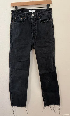 Re/Done Jeans Women's Size 29 Black Denim High Waisted Button Fly Straight Leg thumbnail 1