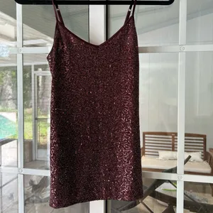 Express maroon burgundy sparkle sequin tank top thumbnail 9