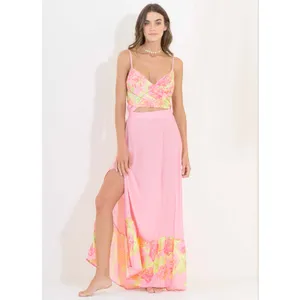 Maaji Chintz Floral Lisse Long Maxi Dress Size Large Wrap Front Tie Back Vacay thumbnail 3