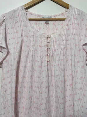 Miss Elaine Floral Nightgown Size XL White Pink Lace Vintage Y2K thumbnail 4