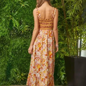 Davi & Dani Multi Smocked Bodice Geo‎ Ruffle Strappy Midi Dress thumbnail 10