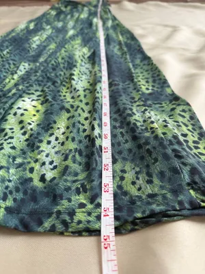 Zinzane Green Animal Print Maxi Dress Size S Deep V Tie Shoulder Resort thumbnail 14