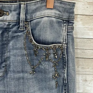 White House Black Market Womens 6 Jeans Embellished Silver Bead‎ Skinny Everyday thumbnail 3