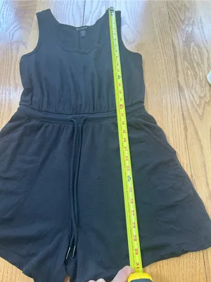 Athleta Balance Sleeveless Romper‎ S Small Black Nirvana Knit Drawstring Pockets thumbnail 5