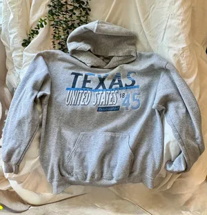 Gildan Heavy Blend Texas United States 1845 Graphic Hoodie Heather Gray thumbnail 1