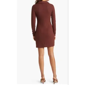 Women's FOURTEENTH PLACE Brown Long Sleeve Ribbed Dress XS thumbnail 3