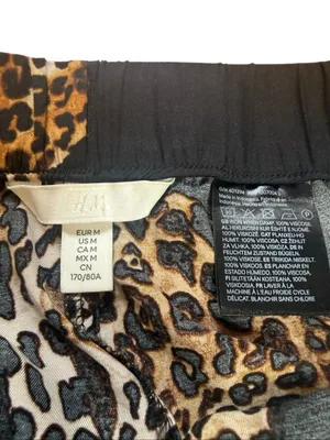 H&M Wide Leg Pull on Tiger Print Pants Black Medium thumbnail 3