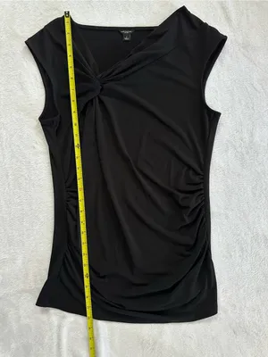 Ann Taylor Twist Knot Sleeveless Top in Black Size Large Ruched Sides thumbnail 5