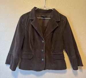 Style & Co Brown Corduroy Bell Sleeve Blazer Jacket Medium Y2K thumbnail 1