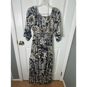 Free People Printed Dixie Maxi Dress in Black Combo XS thumbnail 6
