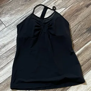 Fabletics black scoop neck athletic workout tank thumbnail 1